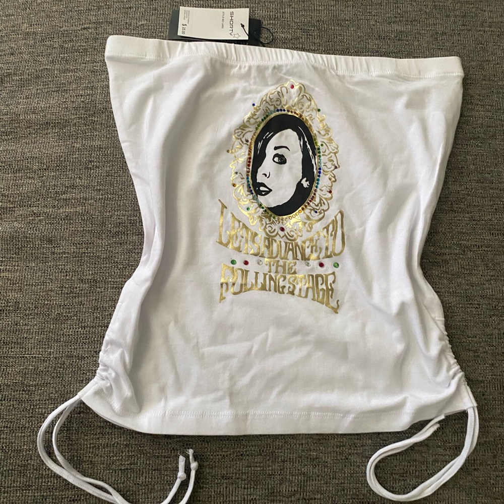 White Graphic Tube Top